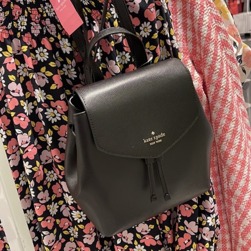 Kate Spade Lizzie Medium Flap Backpack Black - Picture 4 of 16